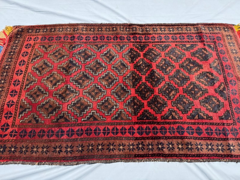 3x6 ft Afghan Hand Knotted Antique Rug Turkish Geometric Oriental Baluchi Carpet gallery