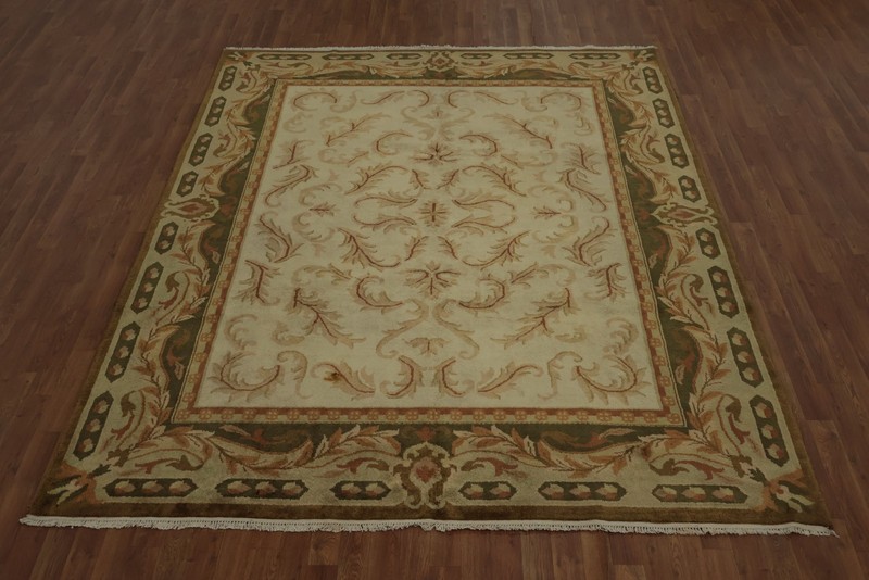 Sophisticated Aubusson French Area Rug 8x10 with Ornate Details Handmade Carpet gallery
