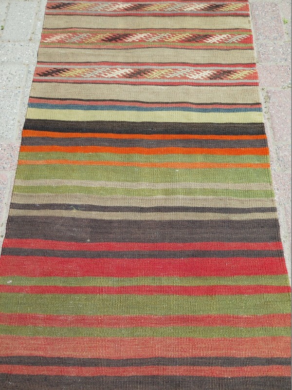 Rug Runner, Stair Rug Vintage Turkish Kilim Runner Hallway Rugs Long Rug 26X103" gallery