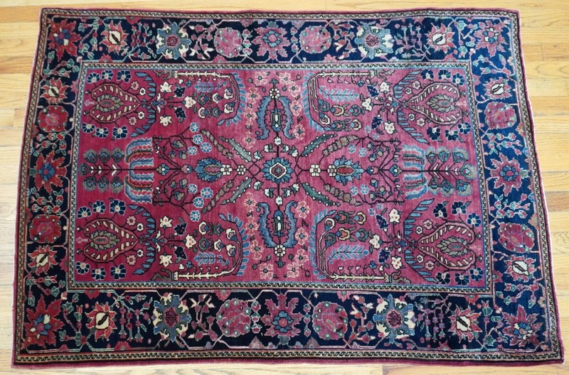 ANTIQUE SAROUKK HAND-KNOTTED WOOL 3'5" x 5' SUPERB QUALITY ORIENTAL RUG gallery