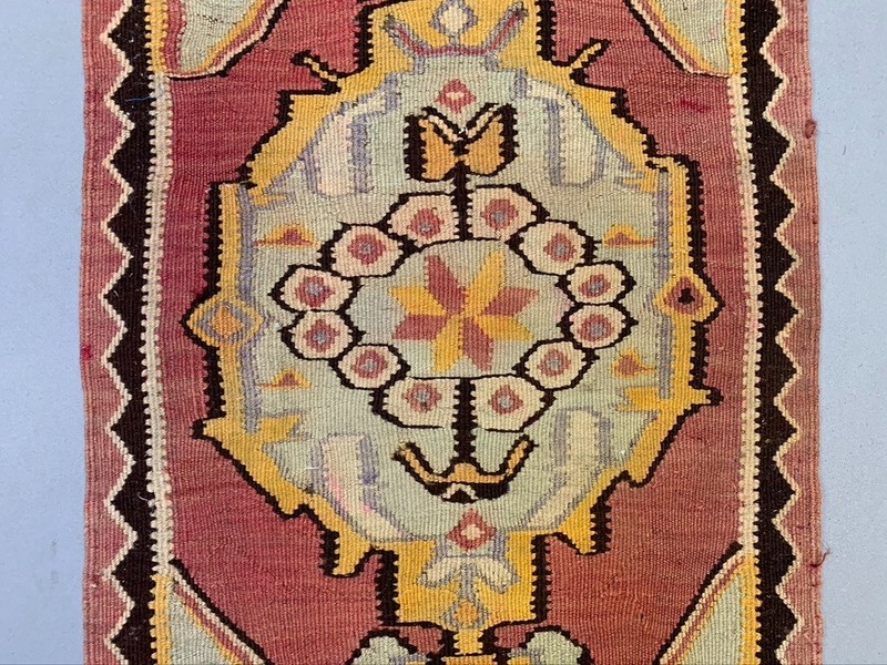 Vintage Turkish Mini Kilim 102x55 cm Wool Small Kelim Runner, shabby Chic gallery
