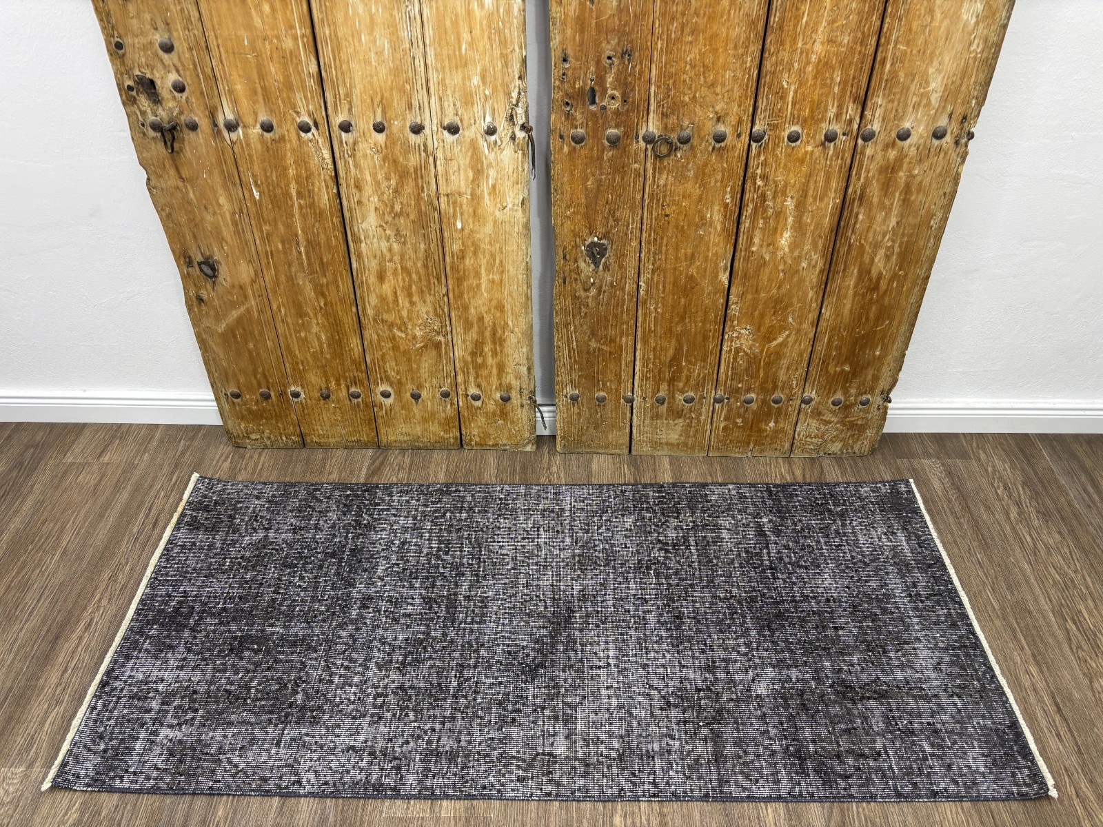 3x6 Dark Gray Vintage Turkish Runner, Hand-Knotted Wool Rug, Small Hallway Rug gallery