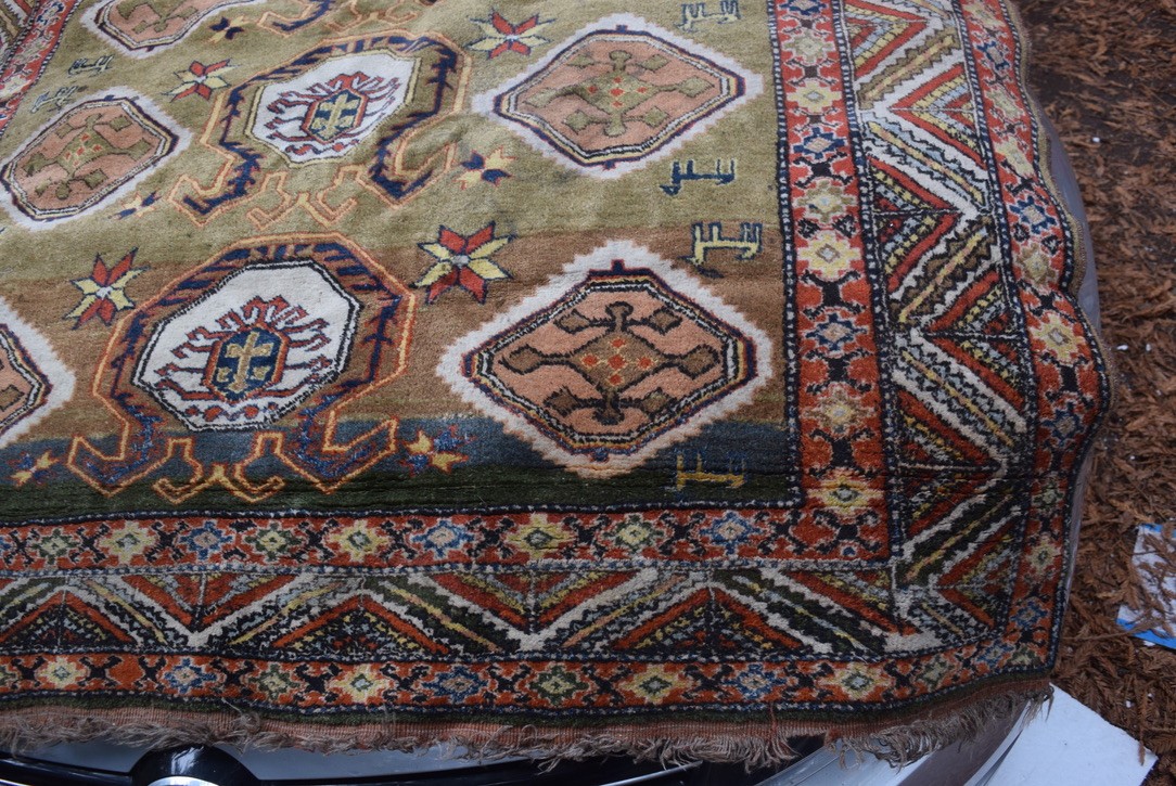 Vintage Caucasian handmade textile rug 5' x 6'6" wool warp gallery