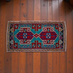 Vintage Turkish Rug Handmade Small Rug, Wool Doormat, Kitchen Rug, 2×4 ft approx