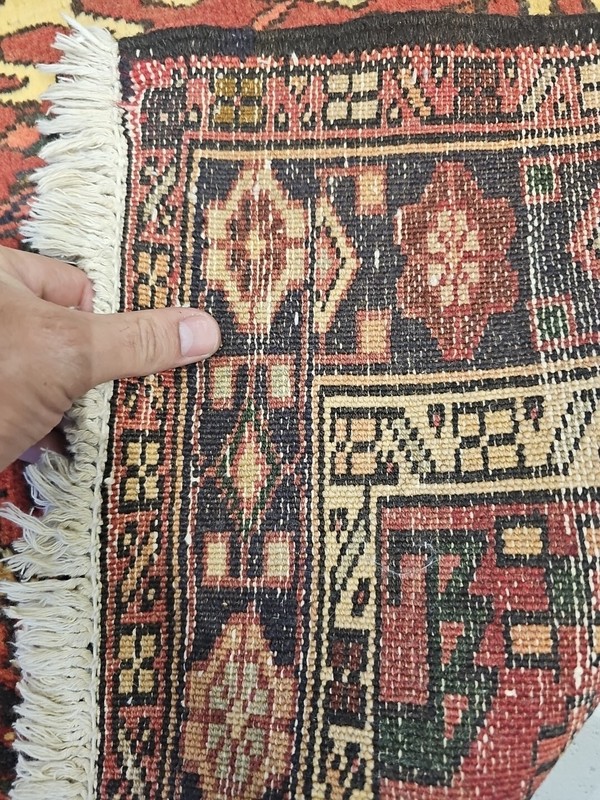 Antique Heriz Karajeh hand-woven wool carpet Oriental carpet 3'6" X 5'3" gallery