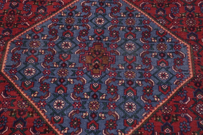 Hand-Knotted Wool Area Rug - Ruby Red & Navy All-Over Floral 9'7 x12'6 gallery