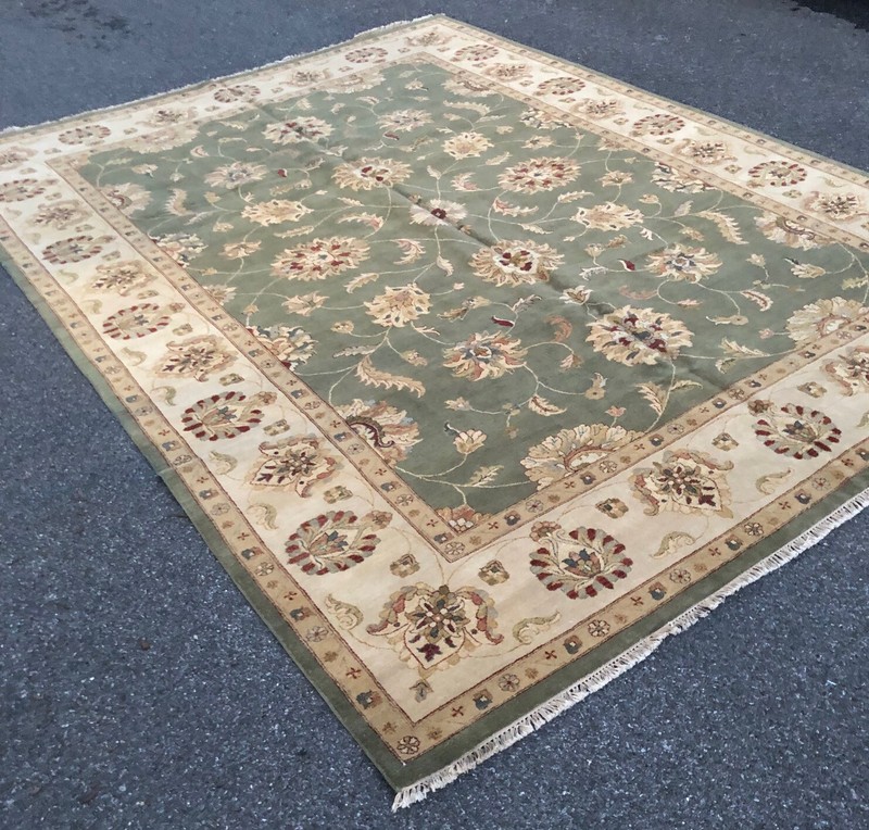 Handmade In India Chobi Design Green Area Rug 10'x14' Floral Pattern 100% Wool gallery