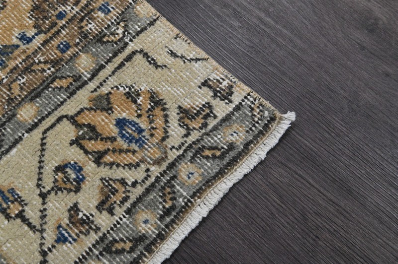 Vintage Turkish Runner Rug 2x9ft Wool Anatolian Handmade Hallway Oushak BEIGE gallery