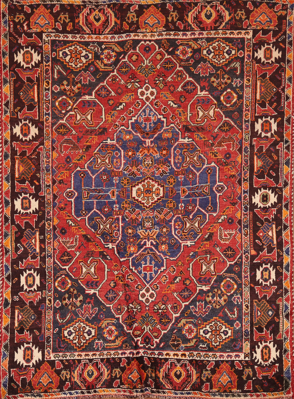 Vegetable Dye Traditional Area Rug 4x5 Ft Handmade Red Wool Carpet Vintage Rug gallery