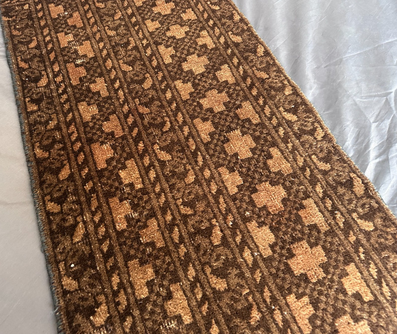 1'4 x 8'3 ft Antique Terracotta Faded Runner Rug – Vintage Hand-Knotted Wool gallery