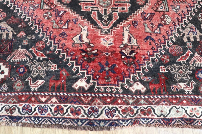 Antique Oriental Qashqai Rug 245x160cm (8’0” x 5’3”) Hand Knotted Tribal Wool gallery