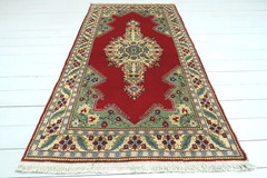 Turkish Carpet, Wool Rug, Handmade Red Rug, Bedroom Rug, Oriental Carpet 39″x75″