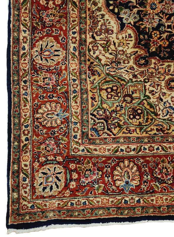 Kazvin Medallion rug, Navy Ivory Red & Green - 6'6" x 9'4" gallery