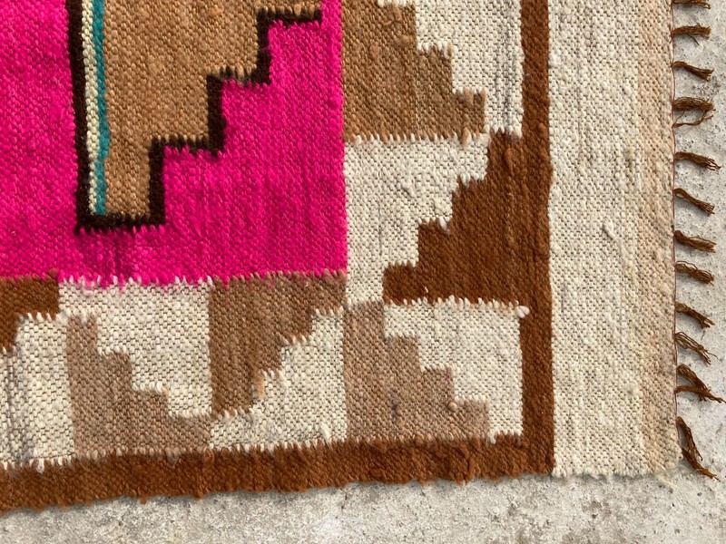 Vintage Handmade Turkish Geometric Wool Kilim Rug 156x116 cm gallery