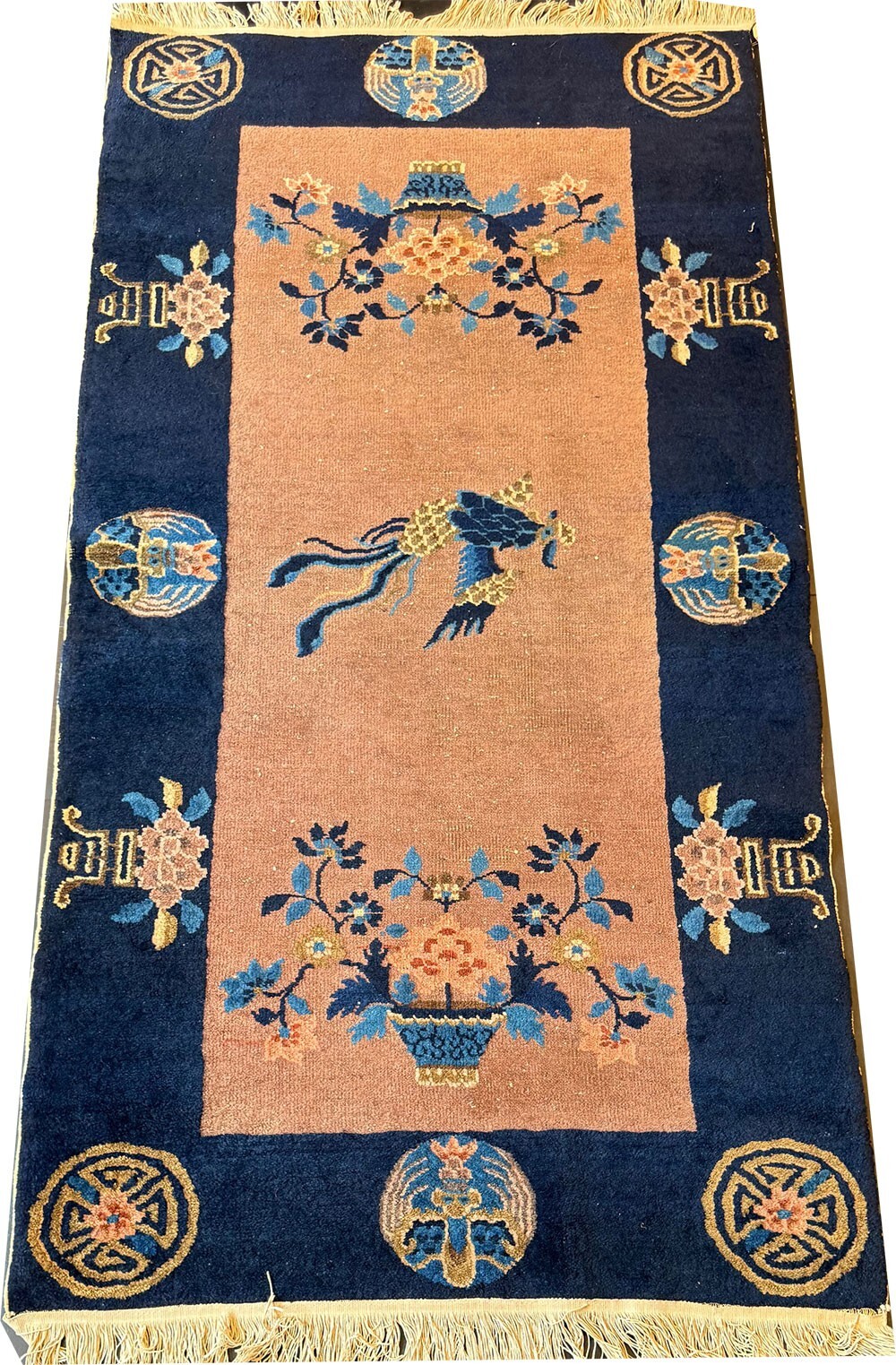 An Antique 3' x 6' Art Deco Chinese Rug Circa 1920 gallery