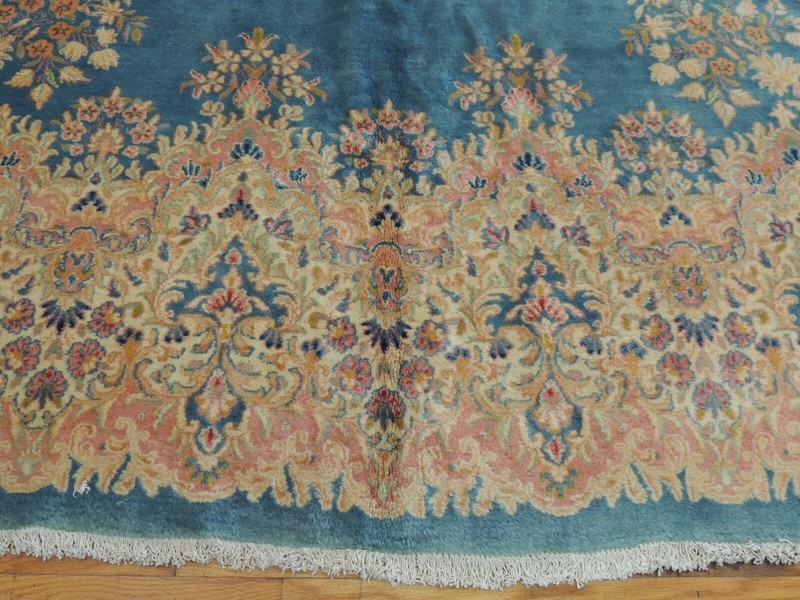 9x14 10x14 Antique Kermaan Oriental Area Rug BLUE Pink Stunning!wool knotted gallery
