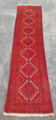 Vintage Hand Made Traditional Rug Oriental Wool Multicolor Carpet 223×56 cm