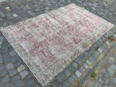 Turkish Vintage Rug, Handmade Wool Rug, Bohemian Large Rug, 4,9 x 7,7 ft