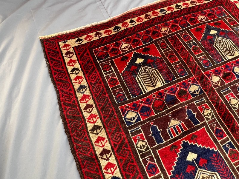 150 X 260 cm Vintage Natural Vegetable Dye Nomad Maldari Belouch Prayer Carpet gallery