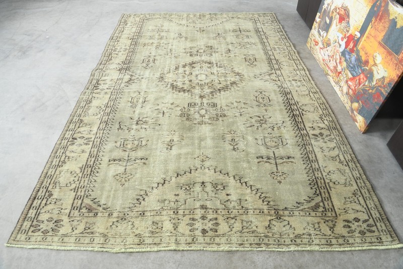 turkey vintage decor rug, handmade turkish rug, oriental oushak rug,6x9 ft 1438 gallery