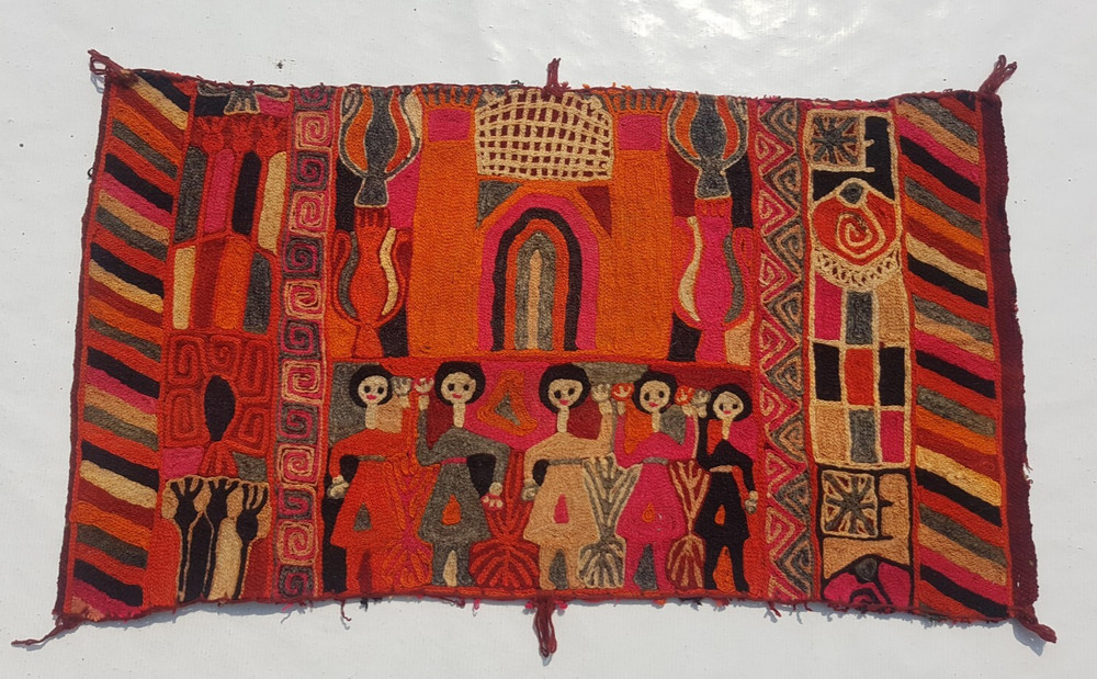 Vintage Traditional Handcrafted Lovely Embroidery Rug for Home Décor 86x48 cm