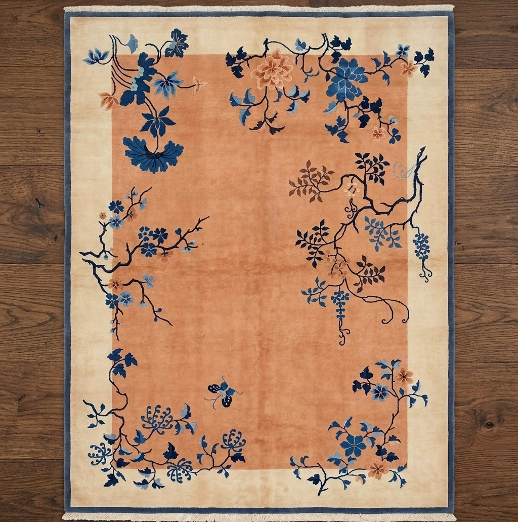 9×12ft Handmade Chinese Art Deco Rug Floral Wool Area Rug Oriental Vintage Decor gallery