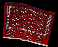 Antique Tekke Yomud Yomut Saryk Chuval Rug Bag Face, Turkmen Rug Red Ivory Rug