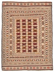 Vintage Hand Woven Area Rug 4’6″ x 5’11” Traditional Wool Oriental Carpet