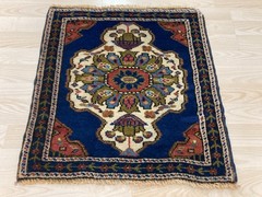 Blue rug, Square rug, Turkish rug, Vintage rug, Wool rug, Doormat, 1.9 x 1.9 ft