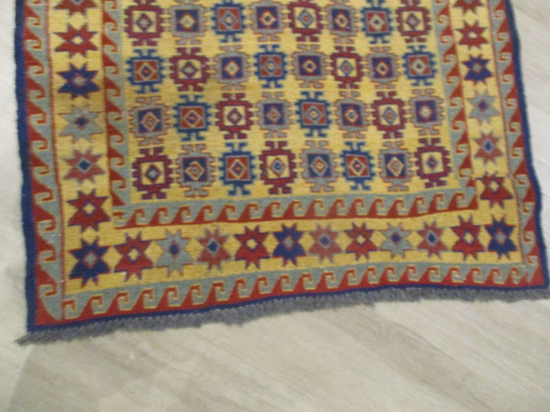 ESTATE 10' FEET RUNNER Allover Pattern Handmade Kilim Flat Wool Rug 582978 gallery