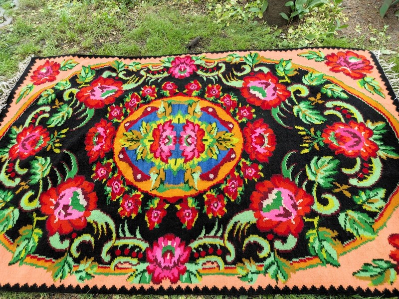 Masterpiece Romanian Hand Spun Wool Flat-Woven Kilim rug carpet 5.18 x 8 ft gallery