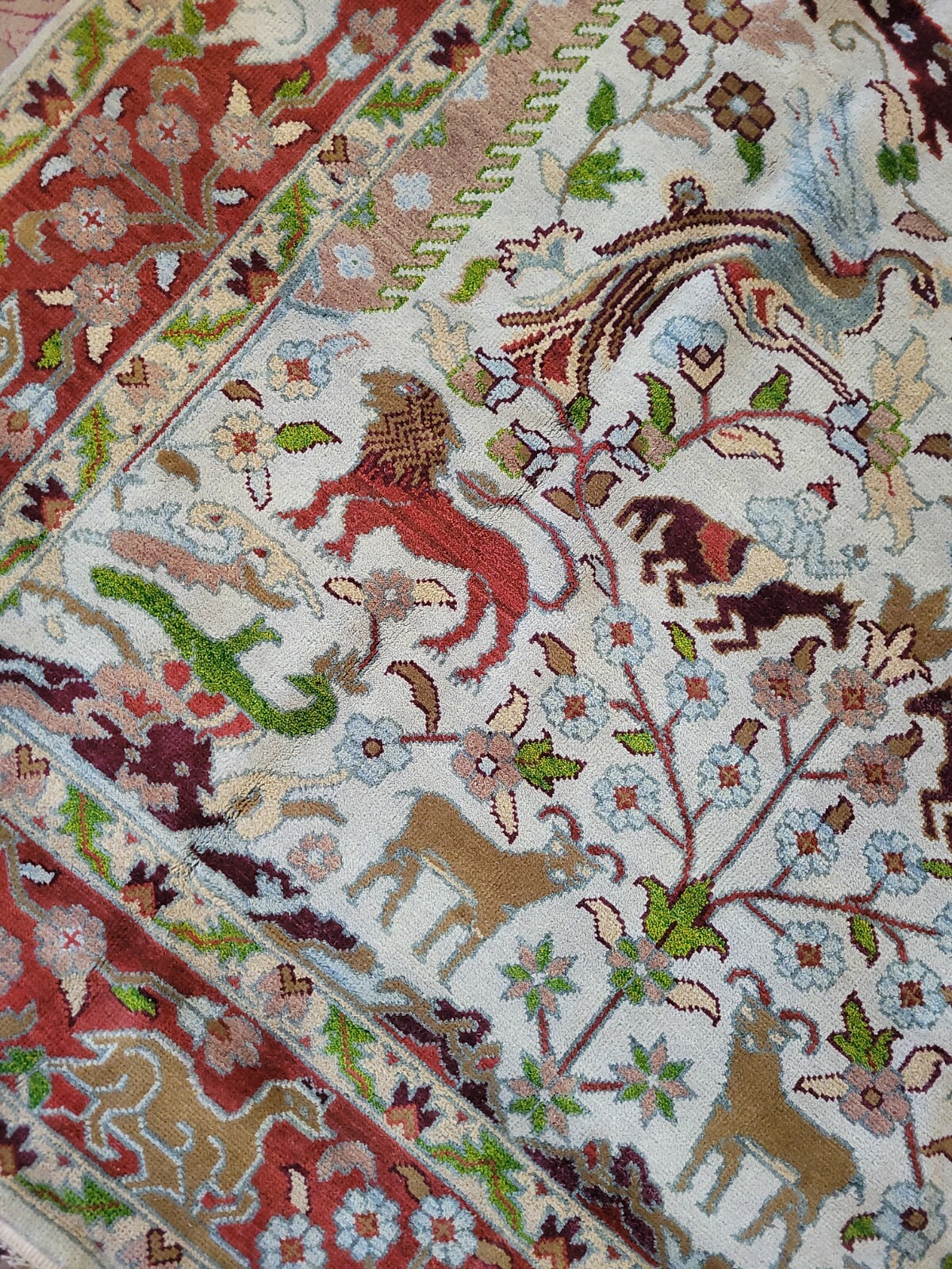 8 x10 VINTAGE ANTIQUE DESIGN INDO CAUCASIAN SERAPI HERIZ TREE of LIFE Animal gallery
