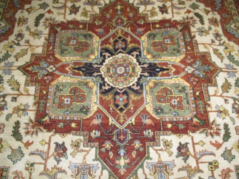 9x12 HERIZ SERAPI LOVELY DESIGN VEGETABLE DYE HANDMADE-KNOTTED WOOL RUG 585030 gallery