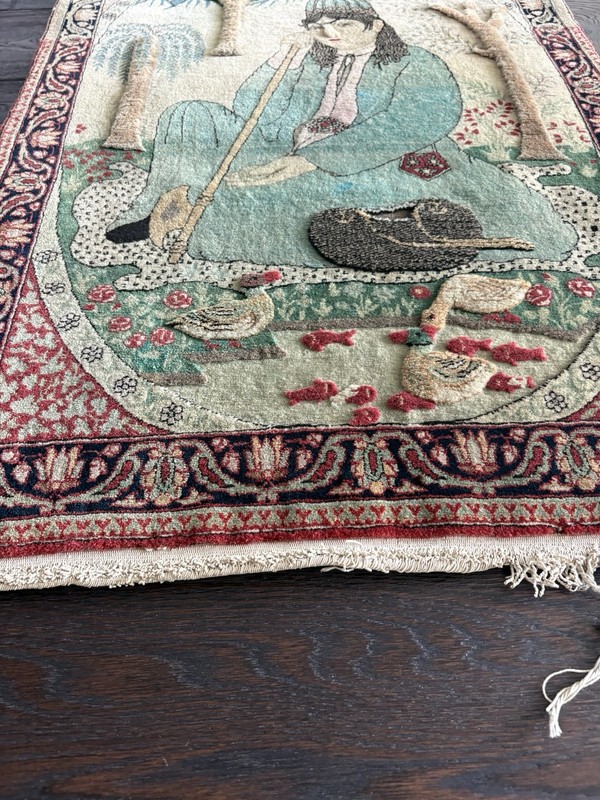 19th century Qatar Period Embossed Rug Depicting Nur’Ali Shah Measuring 37”x26” gallery