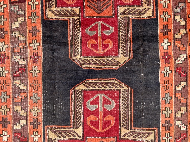 VINTAGE KAZAK RUNNER, HAND MADE HALLWAY OLD CAUCASIAN RUG CARPET 10'5" X 3'10" gallery