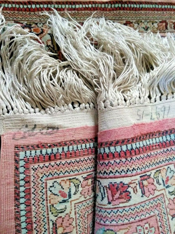 Antique 1970s EXQUISITE Fine Masterpiece Silk oriental square rug 4x4 gallery
