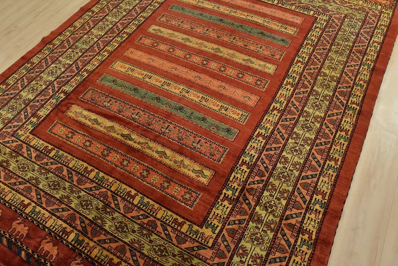 Gabbeh Rug 6’11” x 9’7” Red Wool Vintage Tribal Hand-Knotted Oriental Carpet gallery