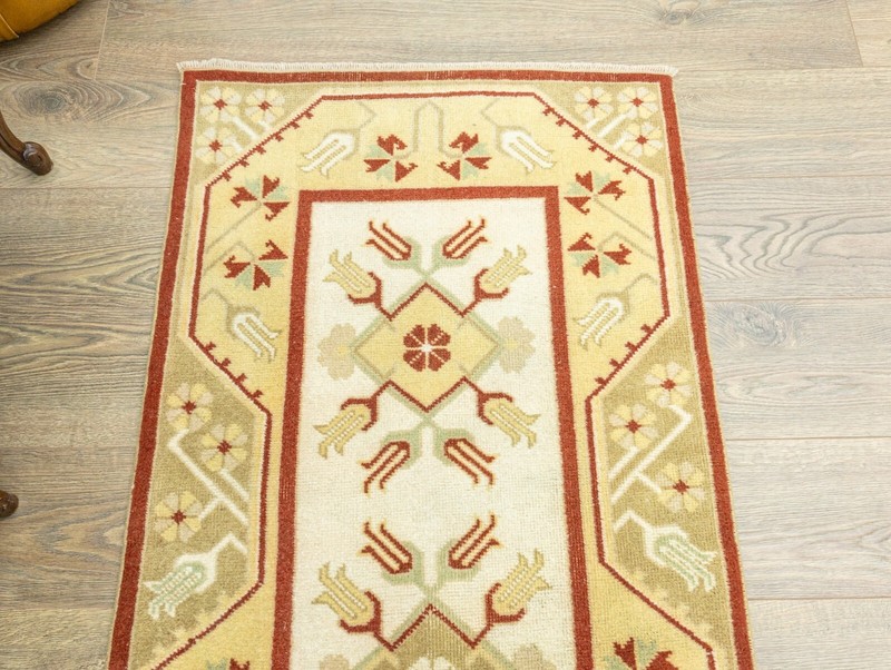 Vintage Turkish Oushak Wool Runner Rug 2'6" × 8'1" ft – Rustic Warm Farmhouse gallery
