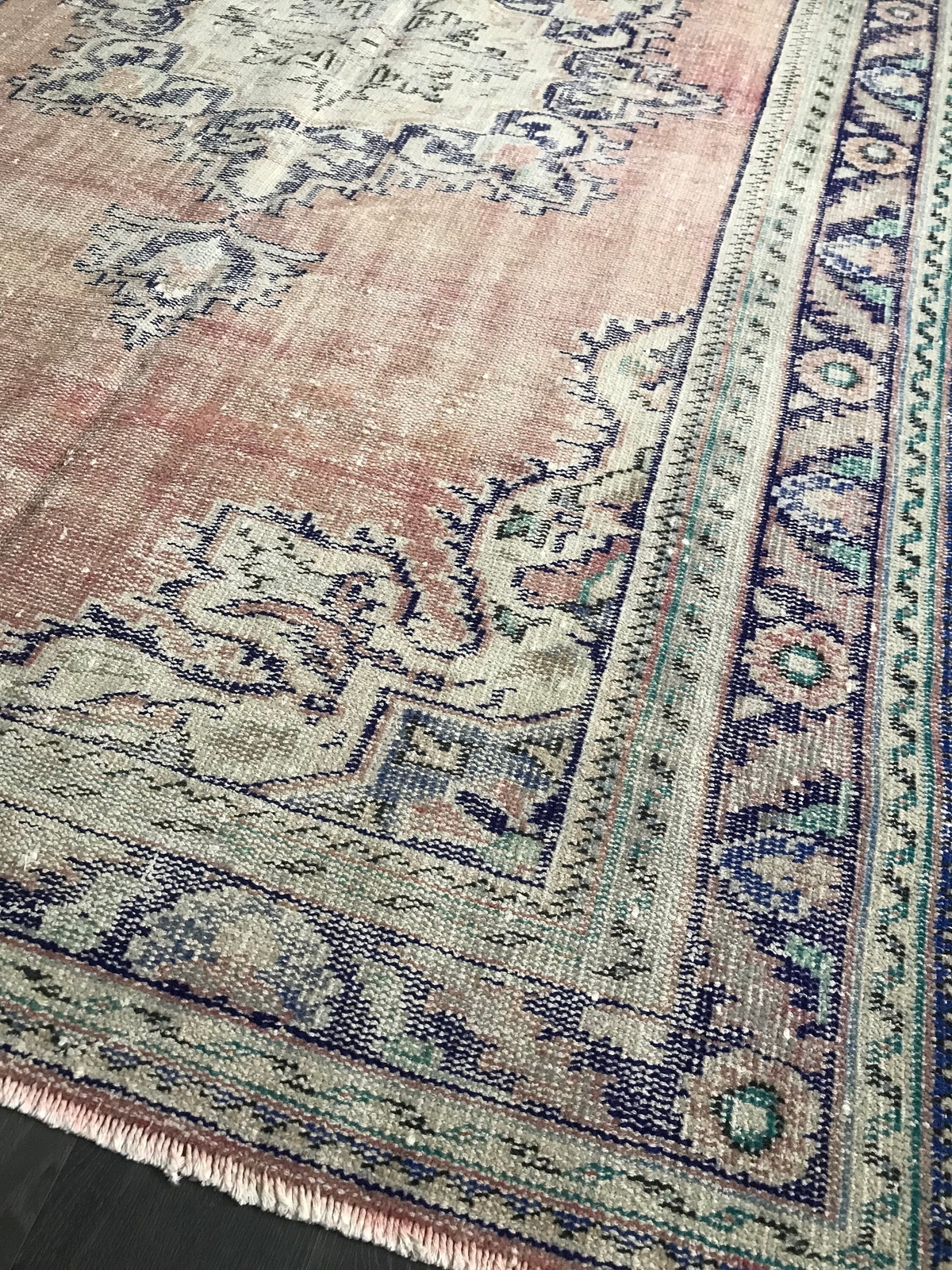 5.6x8.4 Large Vintage Orange Turkish Oushak Wool Rug gallery