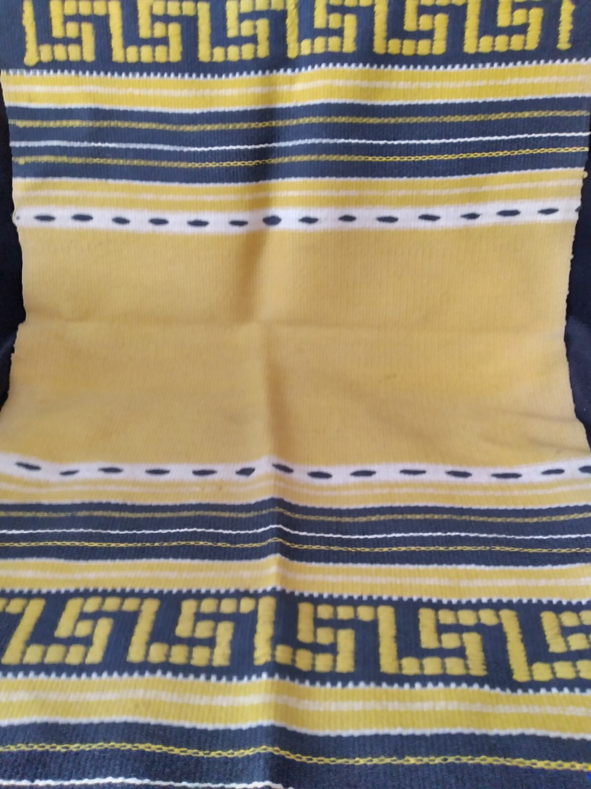 Yellow & Black Vintage Hand-Woven Greek Rug/Tapestry gallery