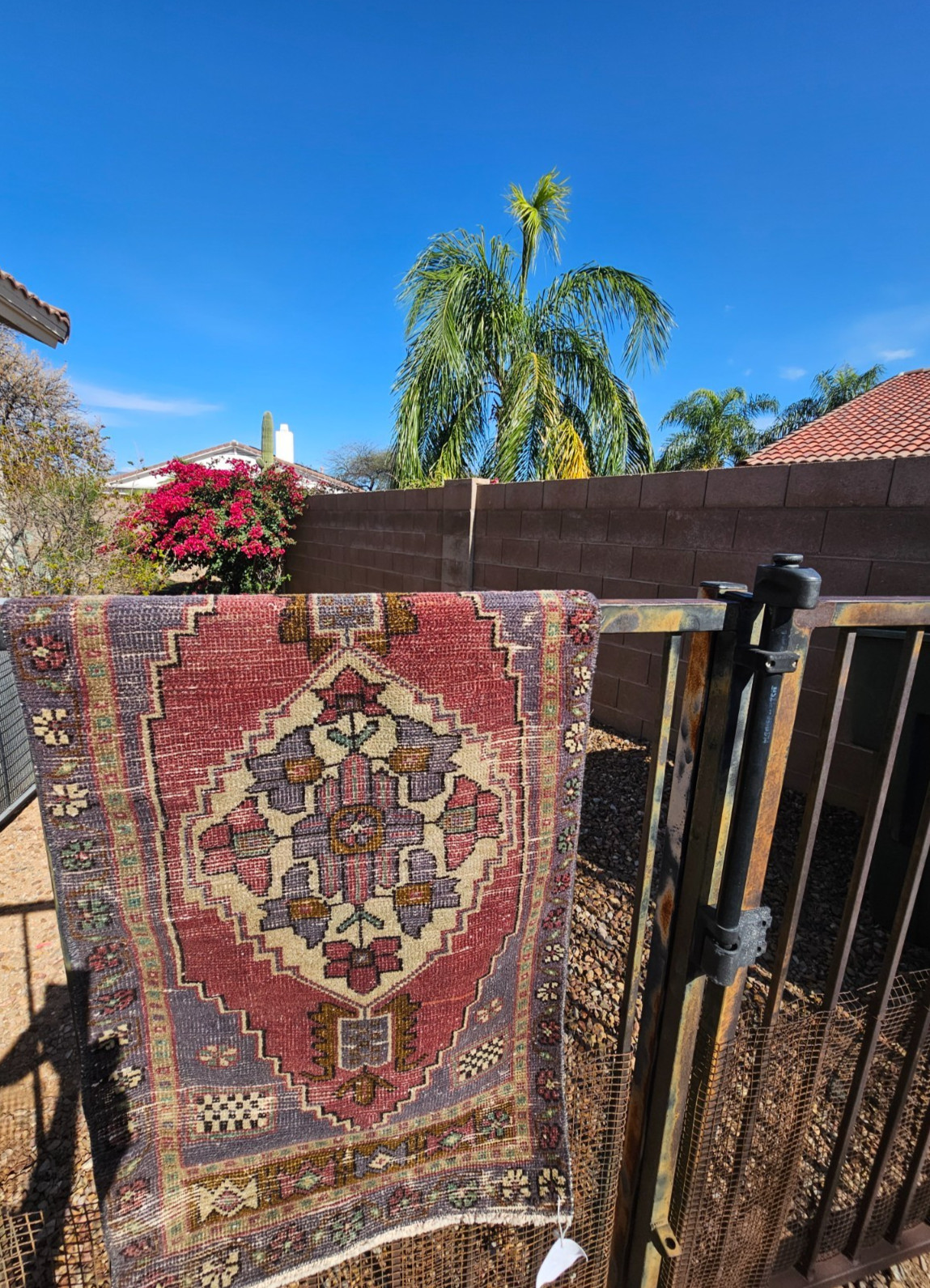 Vintage Turkish Rug 1950s Handmade Wool Oushak Small Area Rug 20x38 Low Pile gallery