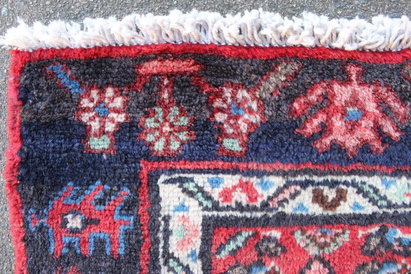 Vintage Hand Made Traditional Oriental Wool Red Small Rug 133x93cm gallery