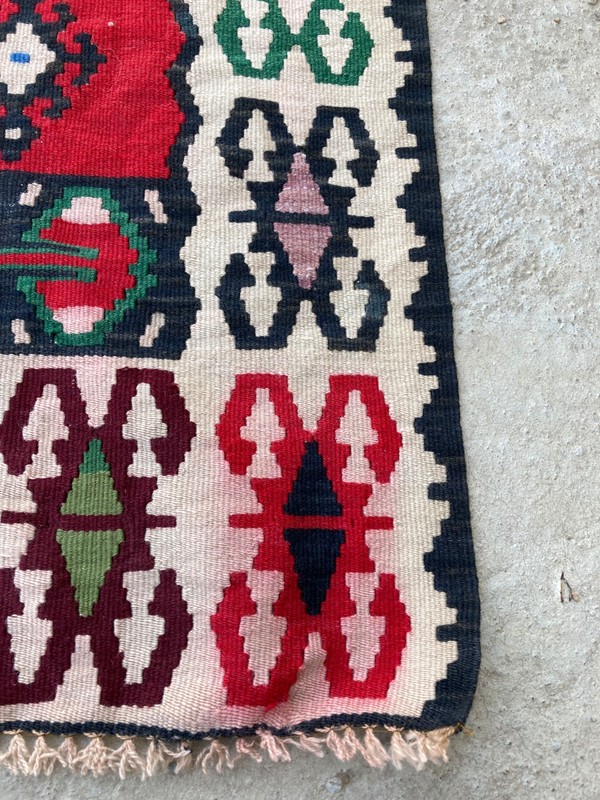 Vintage Handmade Traditional Turkish Anatolian Wool Kilim Runner Rug 118x59 cm gallery
