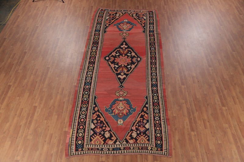 Vegetable Dye Kilim 14 ft Runner Rug Wool Hand Woven Reversible Carpet 6x14 gallery