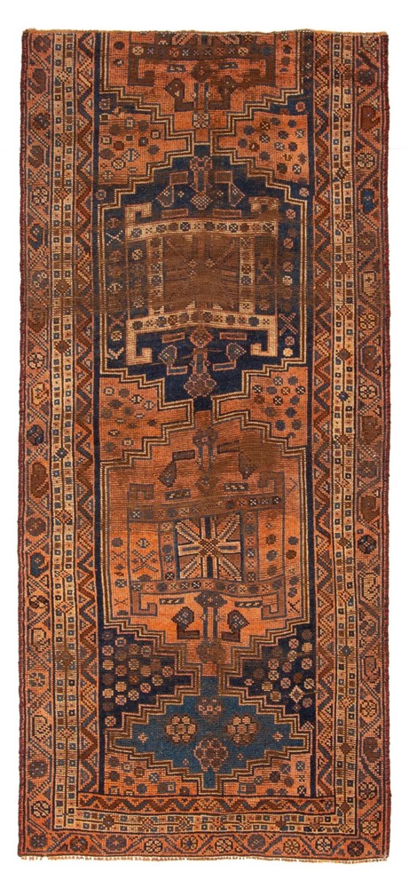 Vintage Traditional Hand-Knotted Area Rug 3'3" x 7'4" Oriental Wool Carpet