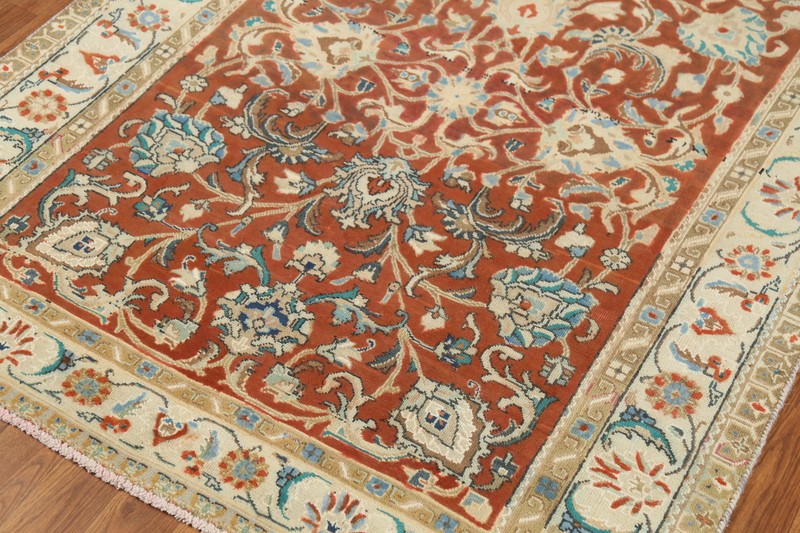 Rust/ Ivory Vintage Overdyed Wool Traditional Rug 4x6 ft Hand-knotted Carpet gallery