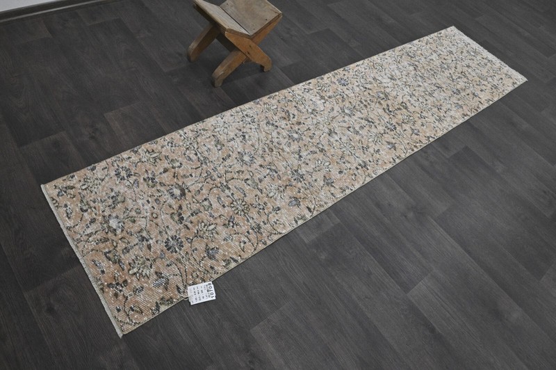 Vintage Turkish Runner Rug 2x8ft Wool Anatolian Handmade Hallway Oushak PEACH gallery