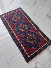 Handmade Blue Geometric Rug Antique Nature Nice Decor Rug Collectible Wool Rug