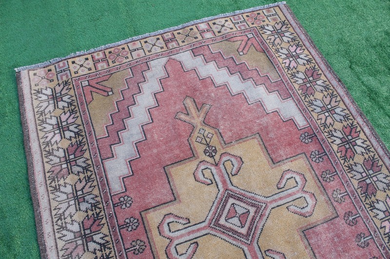 Turkish Rug 58''x110'' Vintage Light Muted Color Rug Oushak Carpet 150x280cm 4x9 gallery