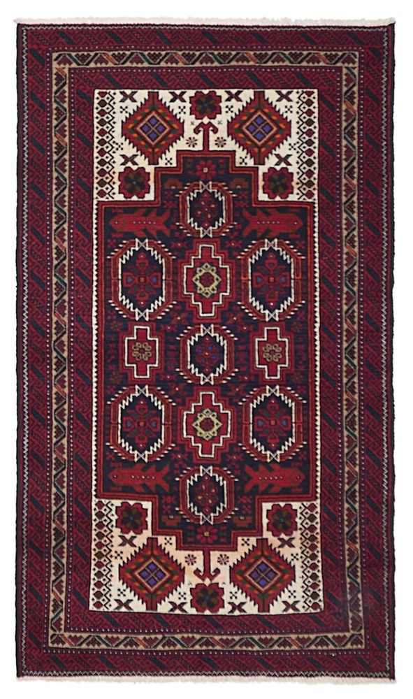 Vintage 3'7" x 6'4" Traditional Hand Knotted Vegetable Dye Wool Area Rug